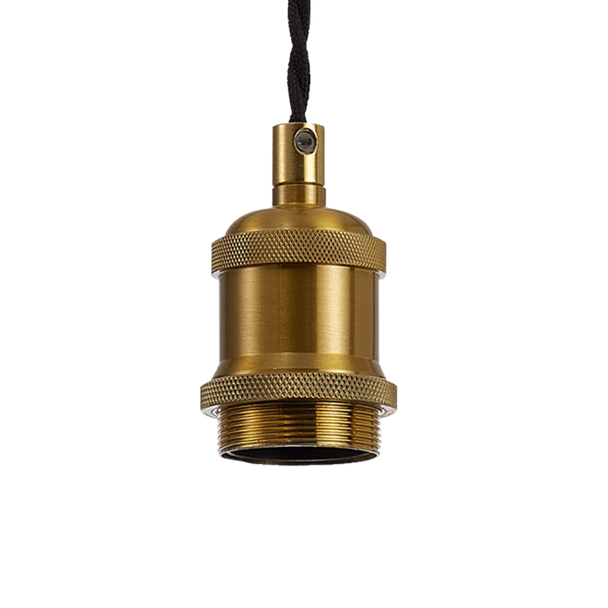 Dreifa 1.5m Single Pendant, 1 x E27, Gilt Bronze/Black Twisted Cable (Maximum Load 1.5kg) D0797  Deco Dreifa Pendant